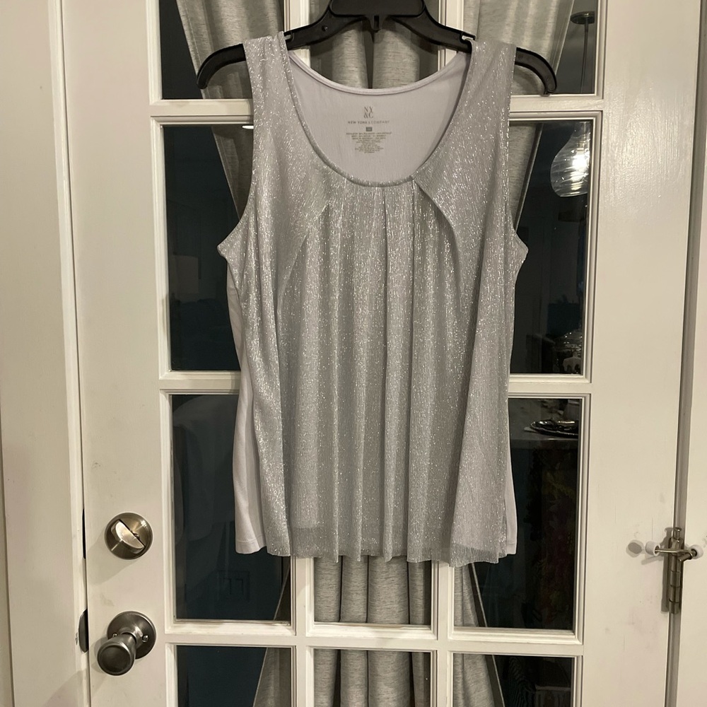 Silver overlay sleeveless blouse